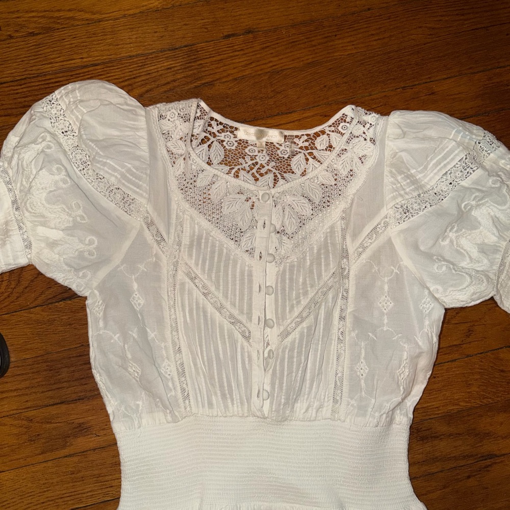 LoveShackFancy Ivory Floral Lace Top - Picture 3 of 4